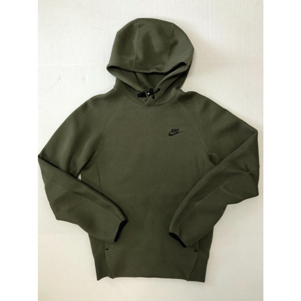 Nike Sportswear Tech Fleece Pullover Hoodie Olive Black FB8016-222 Men`s Size XS