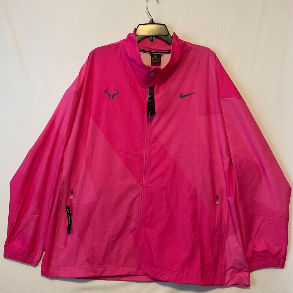 Nike Wind Breaker Tennis Jacket Mens Size 2XL Pink Full Zip Dri Fit