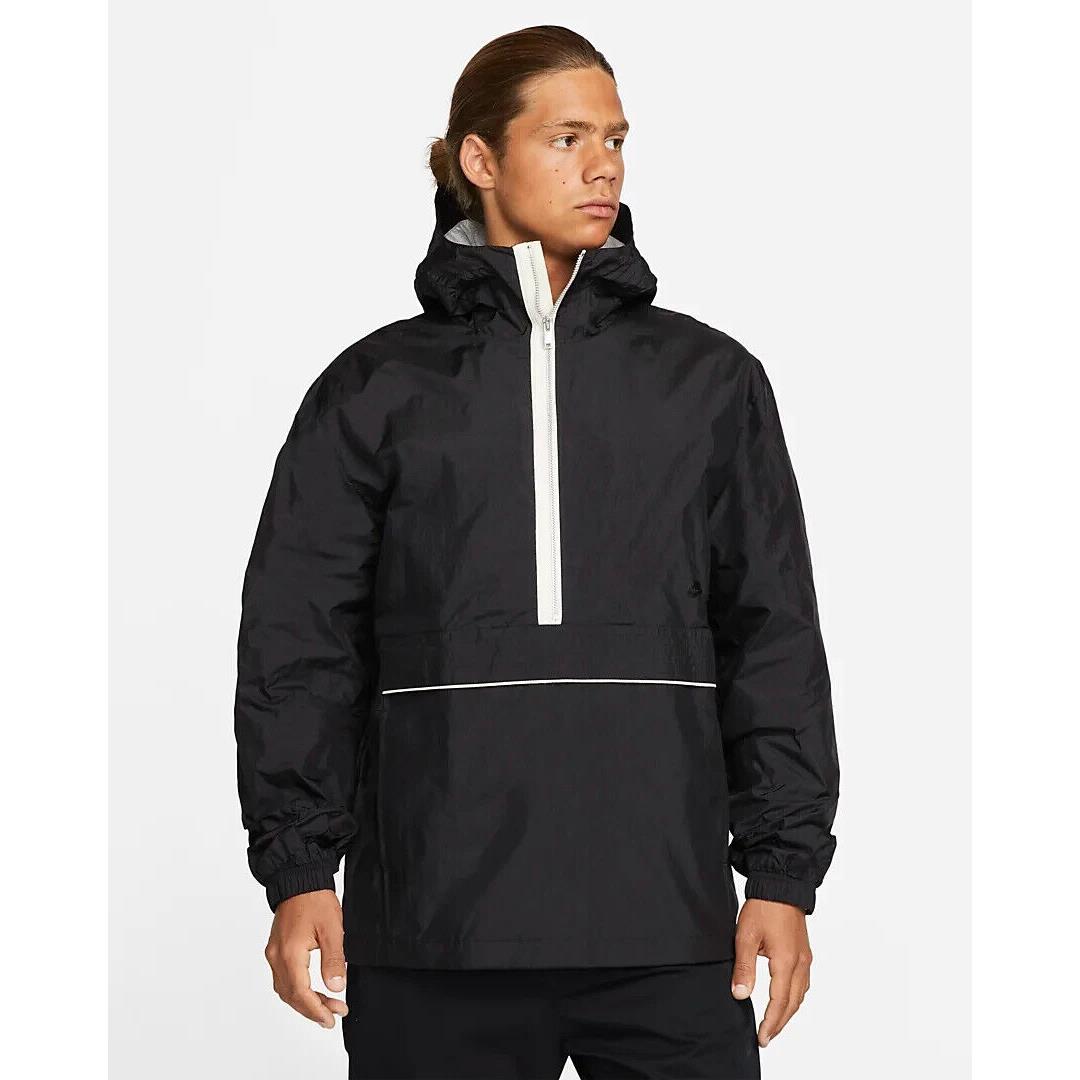 Nike Men`s Sportswear Essentials Lined Anorak 1/2 Zip Jacket L Black Pullover