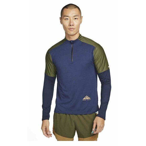 Nike Dri-fit Trail Element Men`s Half-zip Trail Running Top - Blue Medium