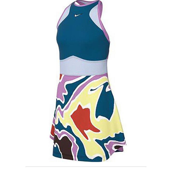 Nike Women`s M Melbourne Court Dri-fit Slam Tennis Dress DR6852-301. Green Lemon