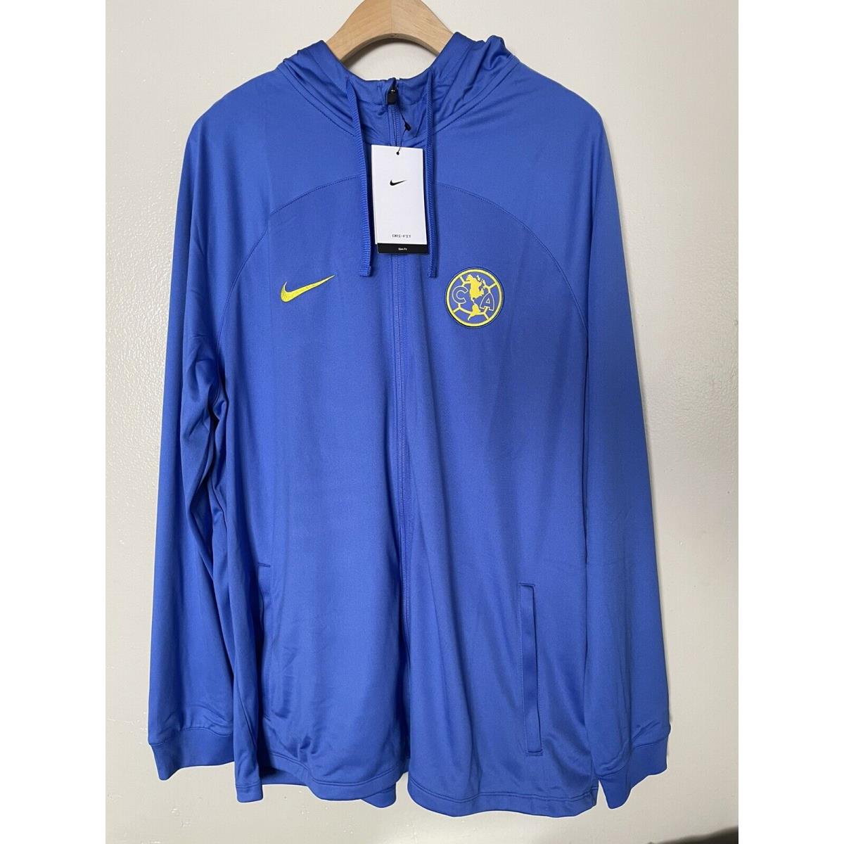 Nike Club America Full Zip Jacket with Hoodie Blue Mens Size 2XL Slim Fit