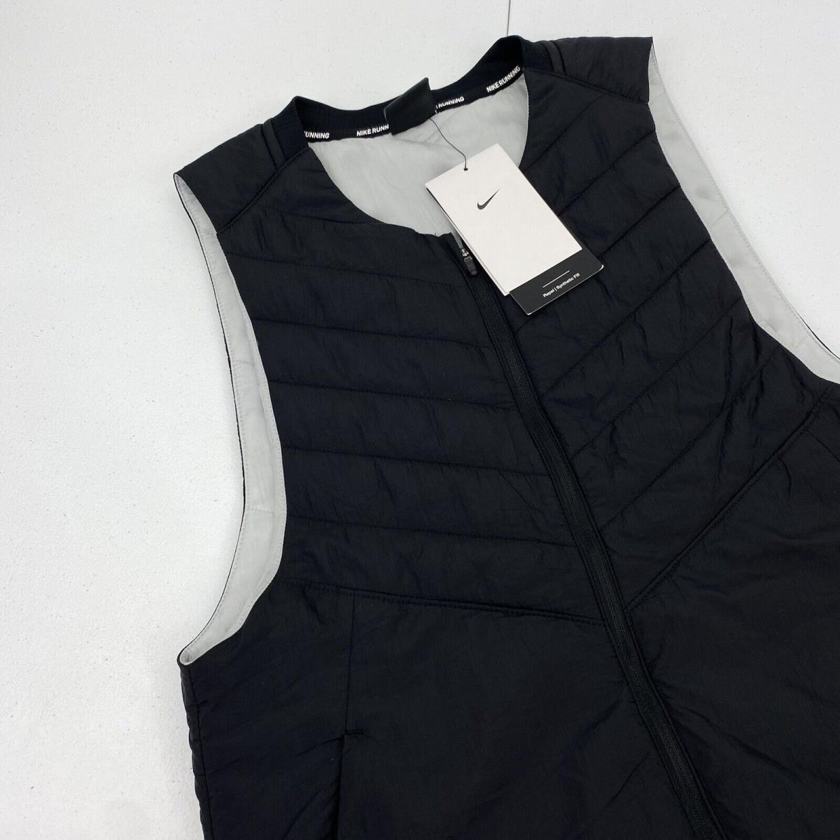 Nike Aerolayer Vest Men Small Running Black DJ0533-010 Training Gym Full Zip