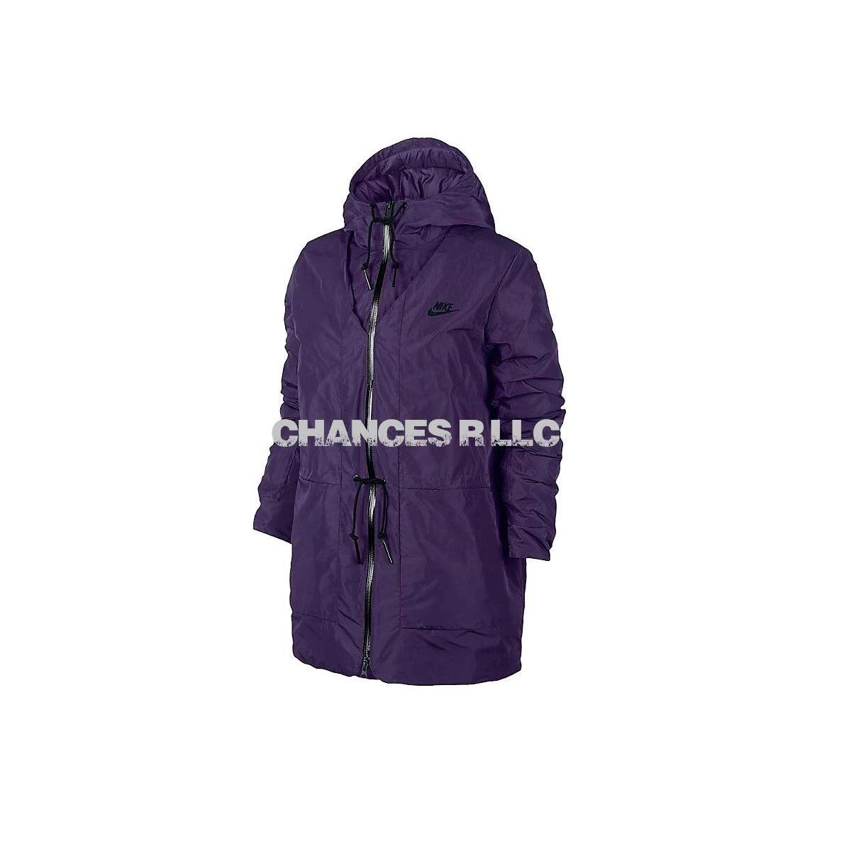 Women`s Nike 700 Down Fill Hooded Parka Purple Black S Small 805080-524