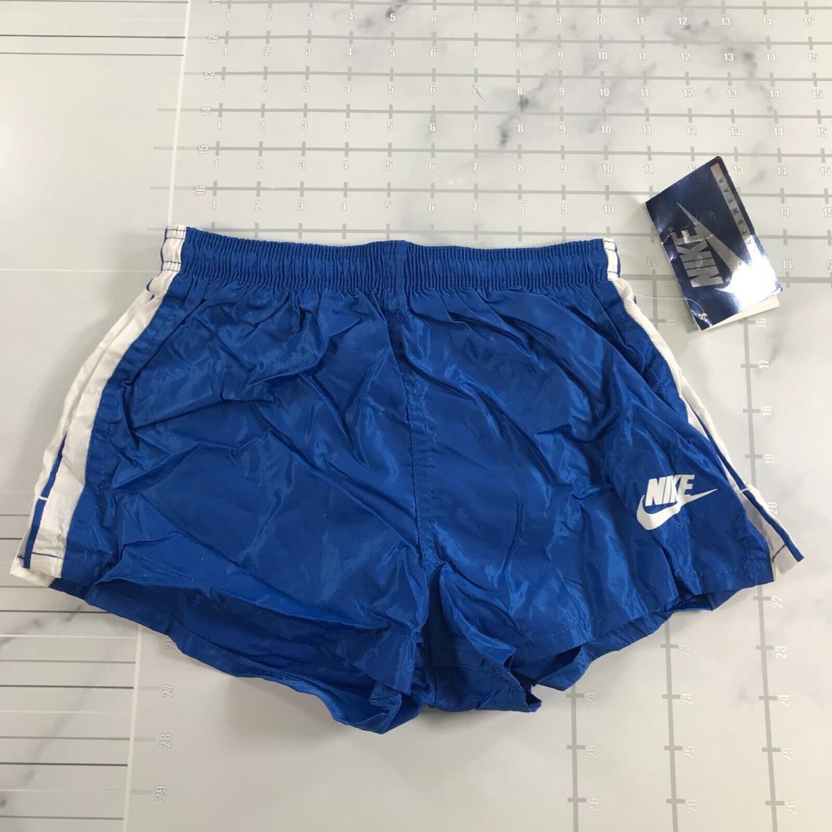 Vintage Nike Running Shorts Boys Medium Shiny Blue White Stripes Mesh Lined 1
