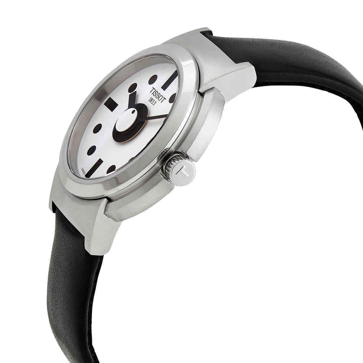 Tissot Heritage Memphis Quartz White Dial Ladies Watch T134.210.17.011.00 - Dial: White, Band: Black, Bezel: Gray