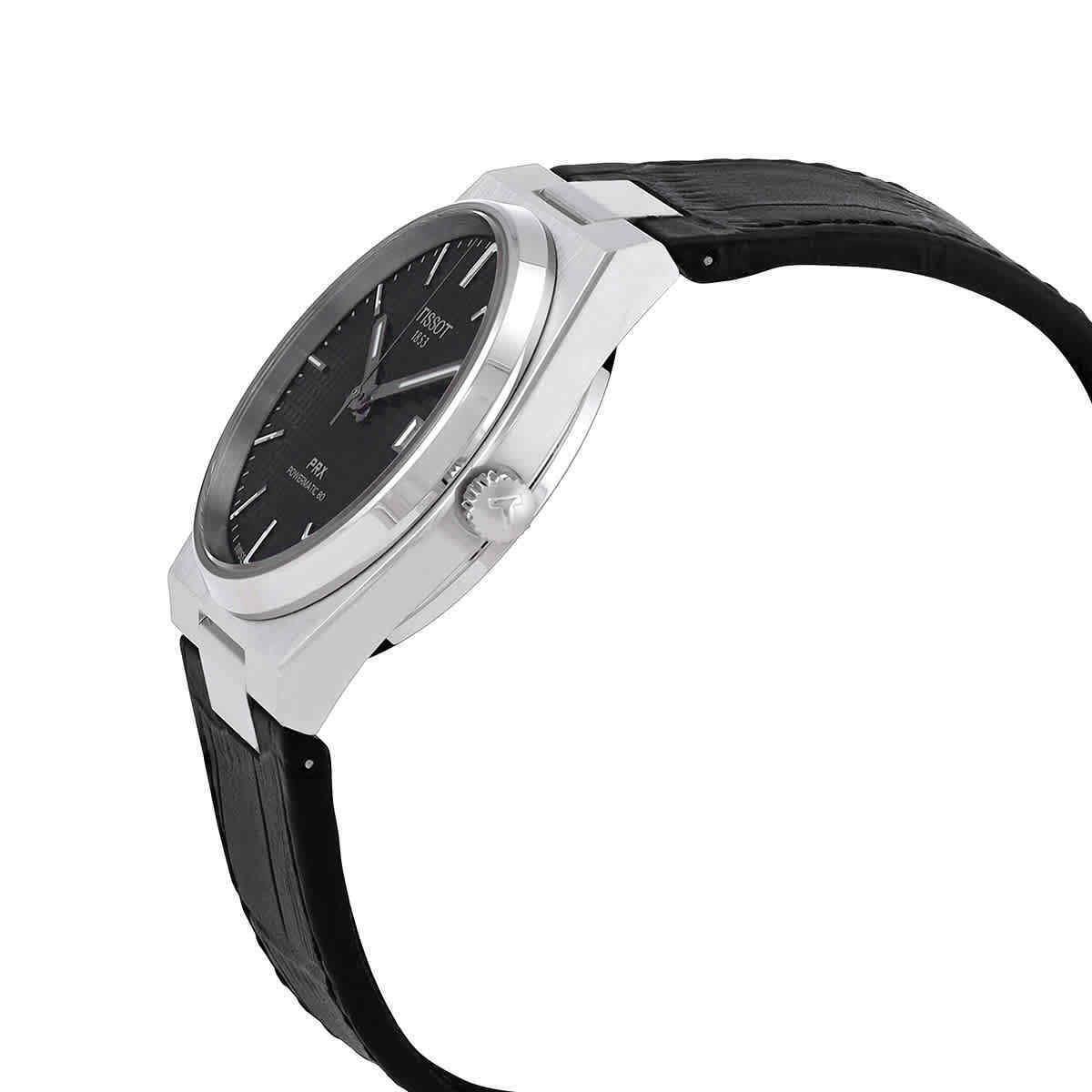 Tissot Prx Powermatic 80 Automatic Black Dial Men`s Watch T1374071605100 - Dial: Black, Band: Black, Bezel: Silver