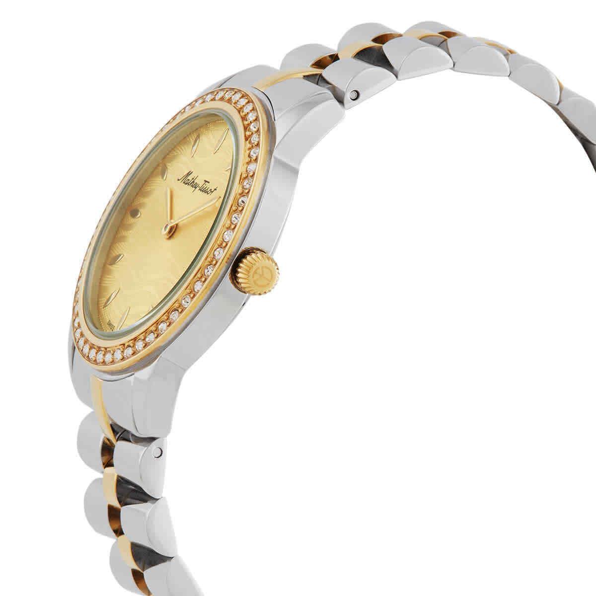 Mathey-tissot Artemis Quartz Crystal Champagne Dial Ladies Watch D10860BQDI - Dial: Champagne, Band: Two-tone (Silver-tone and Gold PVD), Bezel: Yellow Gold PVD