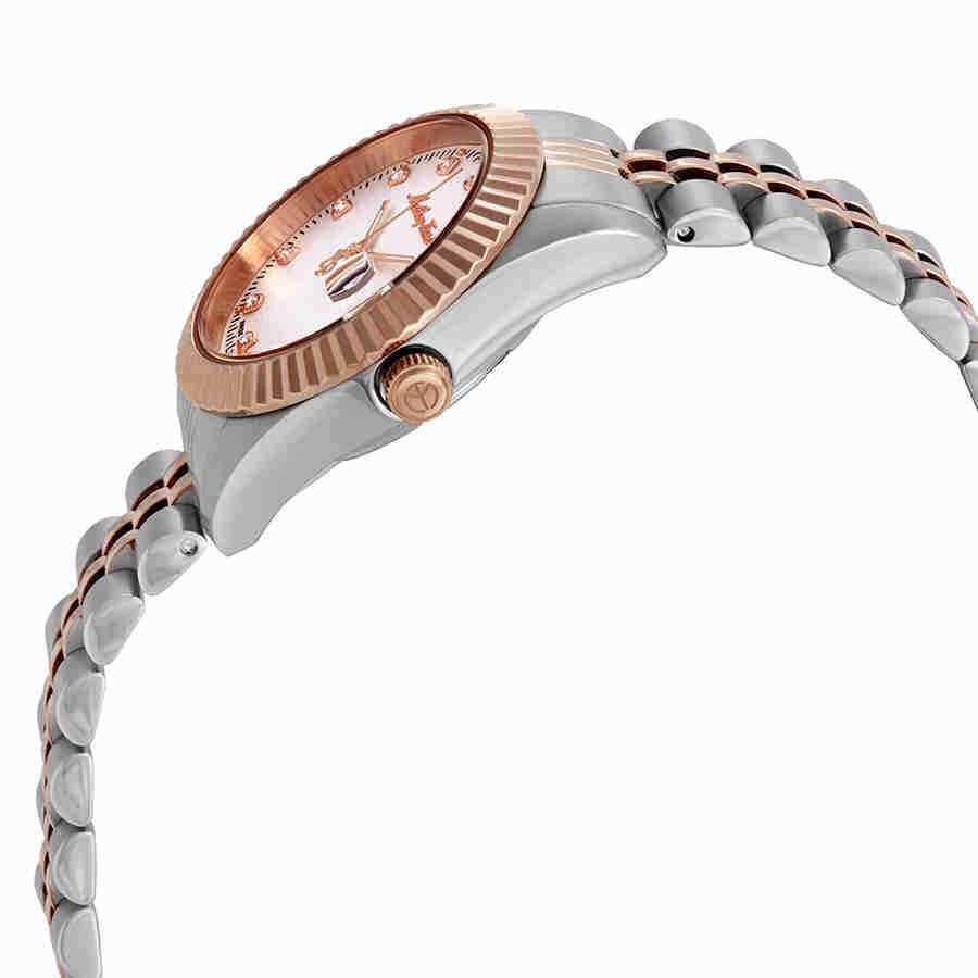 Mathey-tissot Mathey Iii Quartz Crystal White Dial Ladies Watch D810RA - Dial: White, Band: Two-tone (Silver-tone and Rose Gold PVD), Bezel: Silver-tone