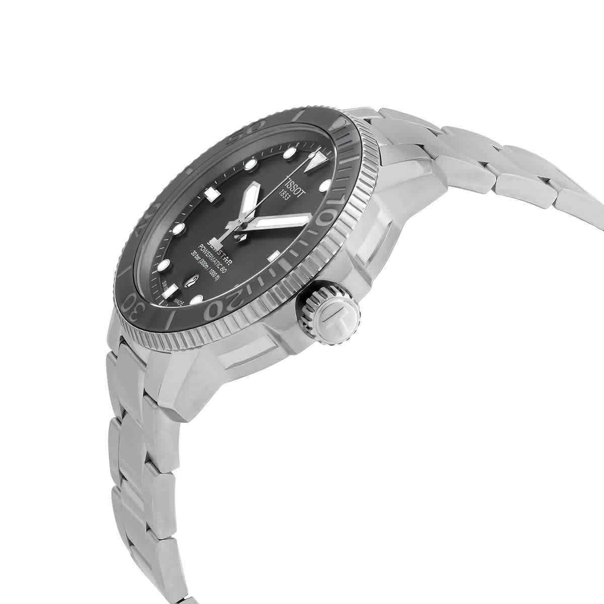 Tissot Seastar Automatic Grey Dial Men`s Watch T120.407.11.081.01 - Dial: Gray, Band: Silver, Bezel: Gray