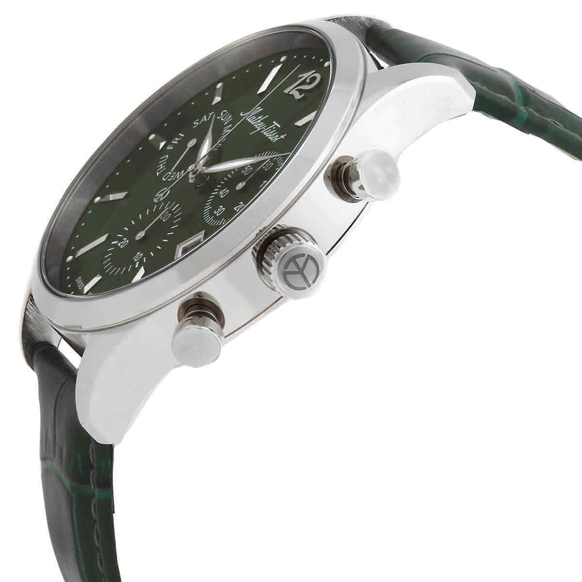 Mathey-tissot Urban Chrono Chronograph Quartz Green Dial Men`s Watch H411CHALV - Dial: Green, Band: Green, Bezel: Silver-tone