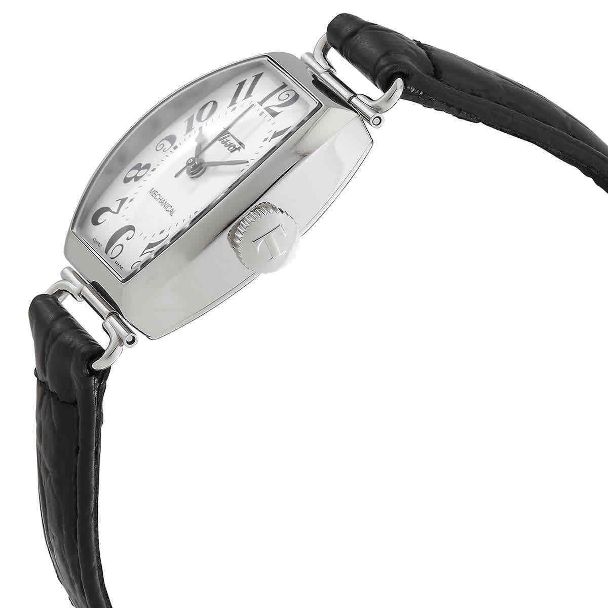 Tissot Heritage Porto Hand Wind White Dial Ladies Watch T128.161.16.012.00 - Dial: White, Band: Black, Bezel: Silver