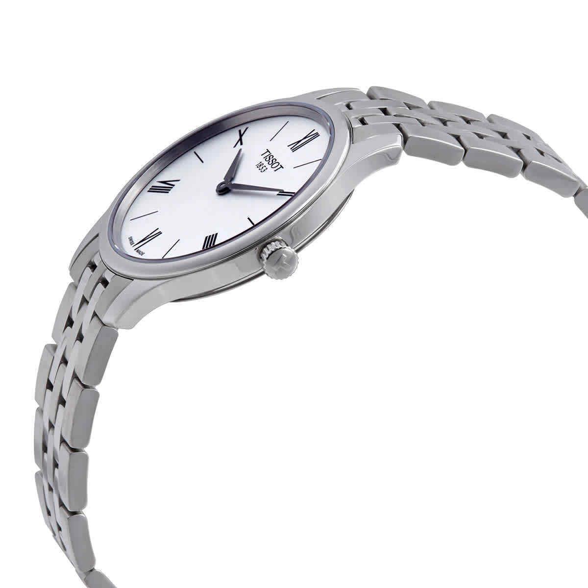 Tissot Tradition 5.5 Quartz Silver Dial Ladies Watch T063.209.11.038.00 - Dial: Silver, Band: Silver, Bezel: Silver
