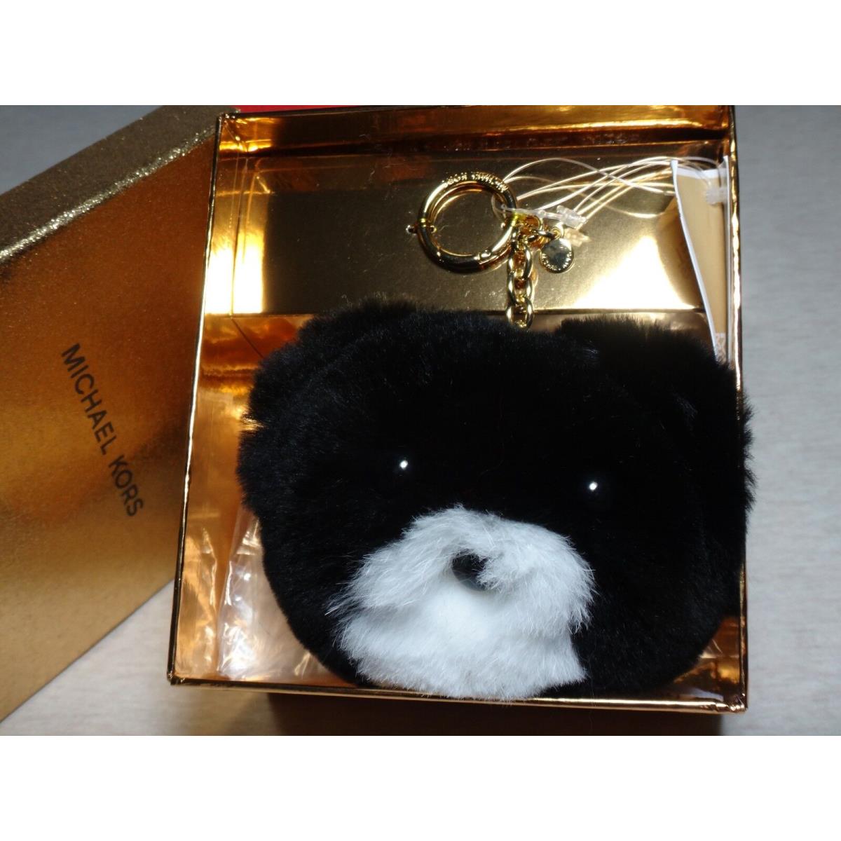 Michael Kors Teddy Bear Pom Pom Fur Key Chain Cherry / Black