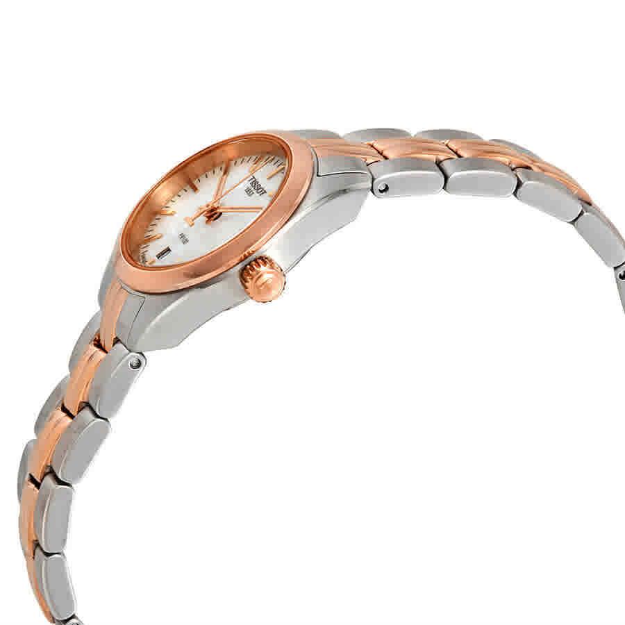 Tissot T-classic Mop Dial Two-tone Ladies Watch T1010102211101 - Dial: White, Band: Gold, Gray, Bezel: Pink