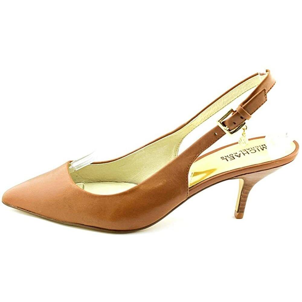 Michael Kors Women`s Kelsey Sling-back Heel Leather Sandal Luggage Size:9.5 M