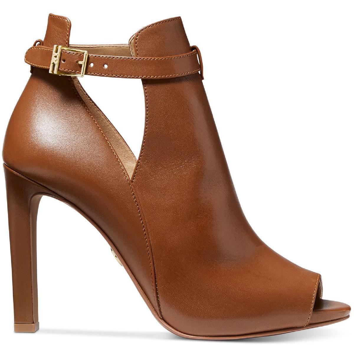 Kors Lawson Women`s Leather Peep Toe Ankle Wrap Booties