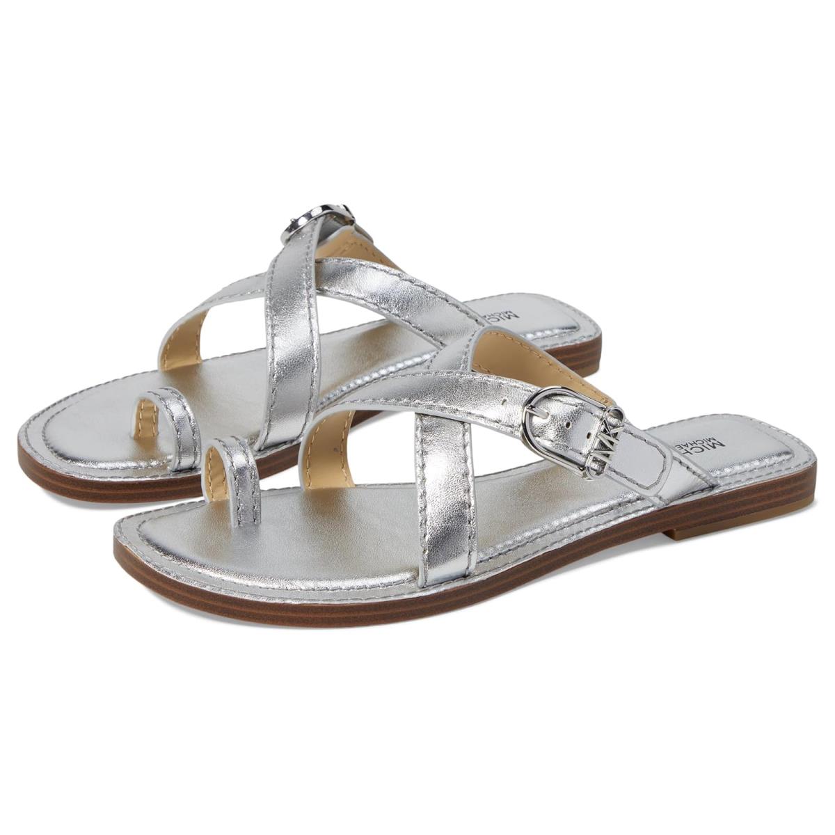 Woman`s Sandals Michael Michael Kors Ashton Flat Thong Silver