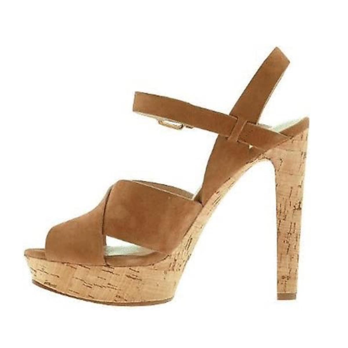 Kors Michael Kors Woman`s Adair Suede/cork High Heels Luggage