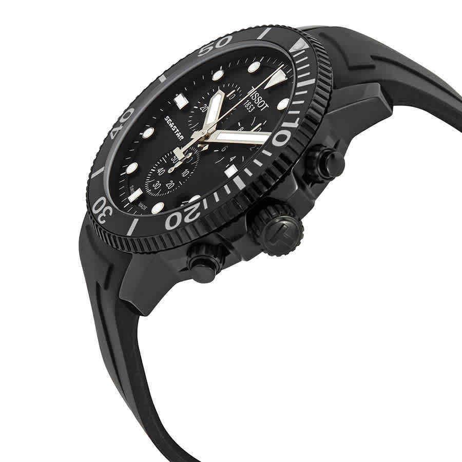 Tissot Seastar 1000 Chronograph Quartz Black Dial Men`s Watch T120.417.37.051.02 - Dial: Black, Band: Black, Bezel: Black