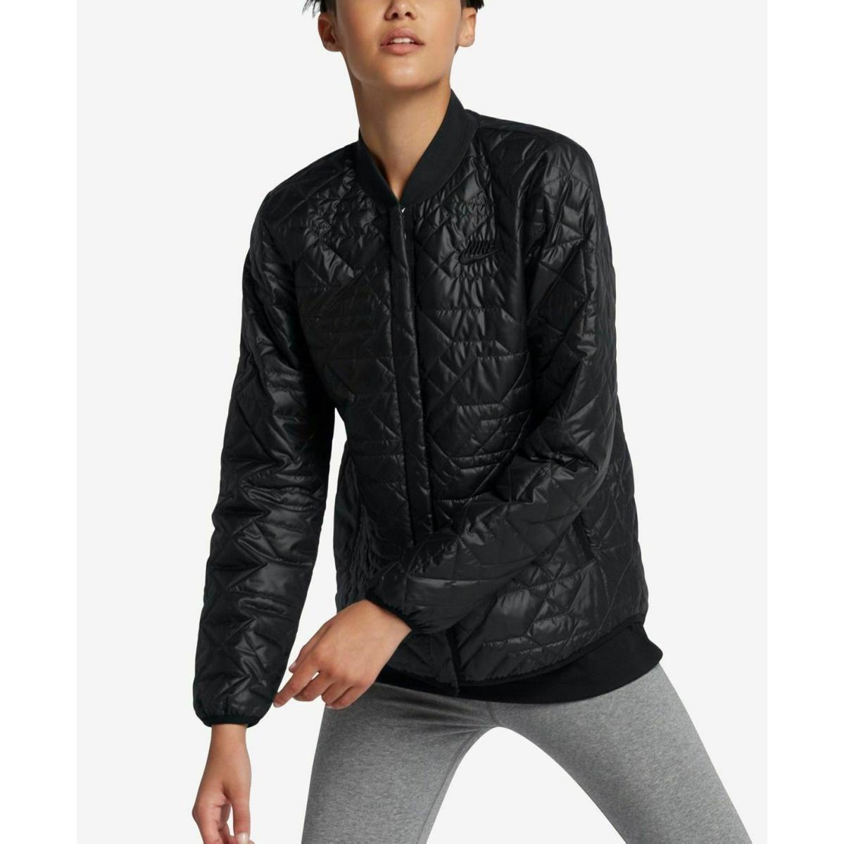 Nike Sportswear Quilted Jacket Black Women`s 854747 010 Size XS