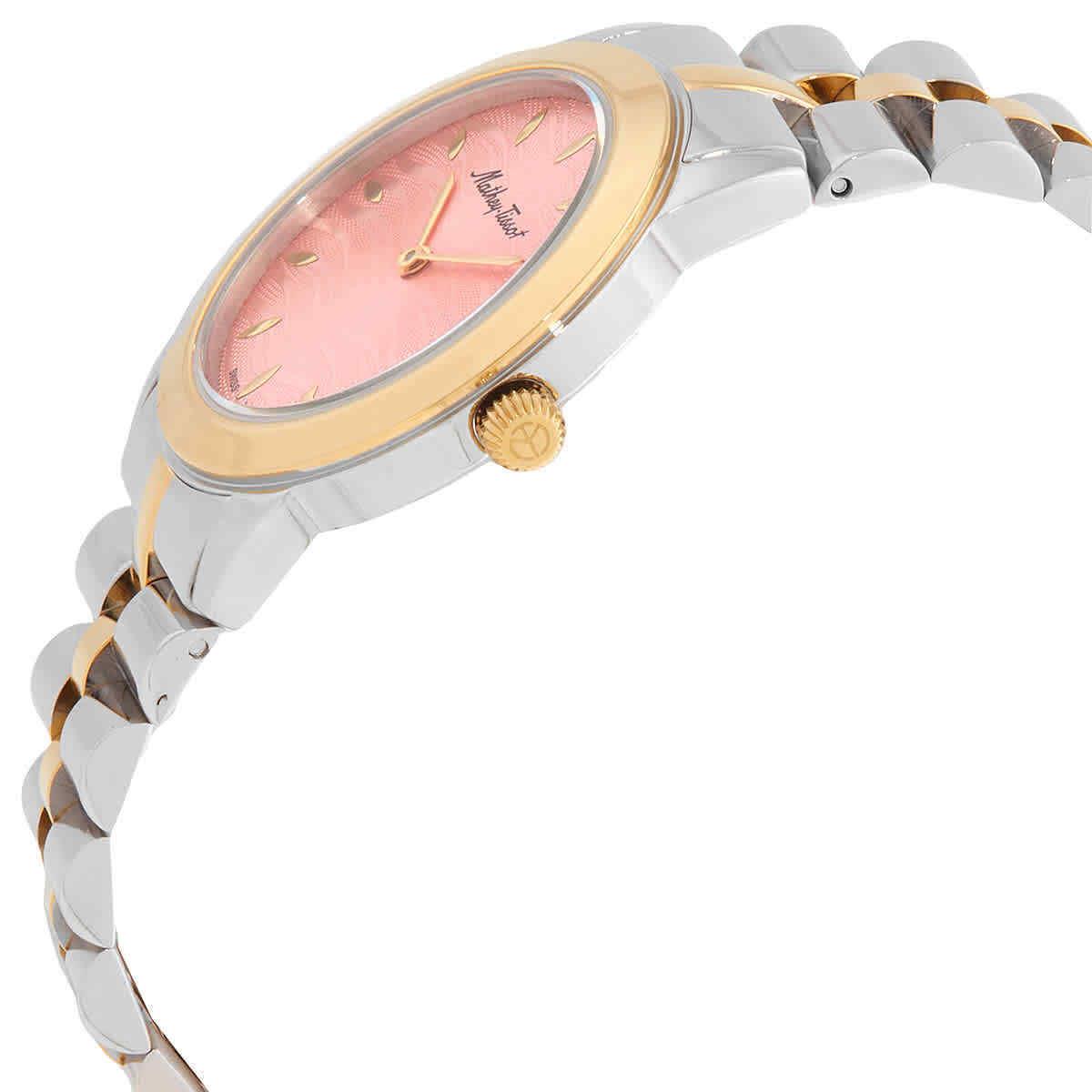 Mathey-tissot Artemis Quartz Pink Dial Ladies Watch D10860BYPK - Dial: Pink, Band: Two-tone (Silver-tone and Yellow Gold PVD), Bezel: Silver-tone