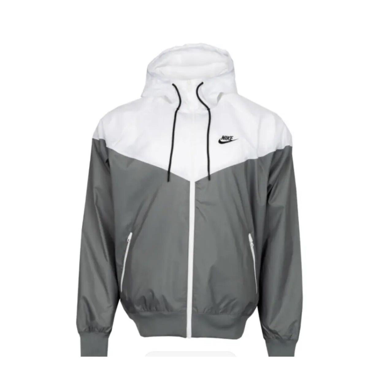 Nike Men s Windrunner Windbreaker Jacket Hoodie White Gray Sz M 727324-084