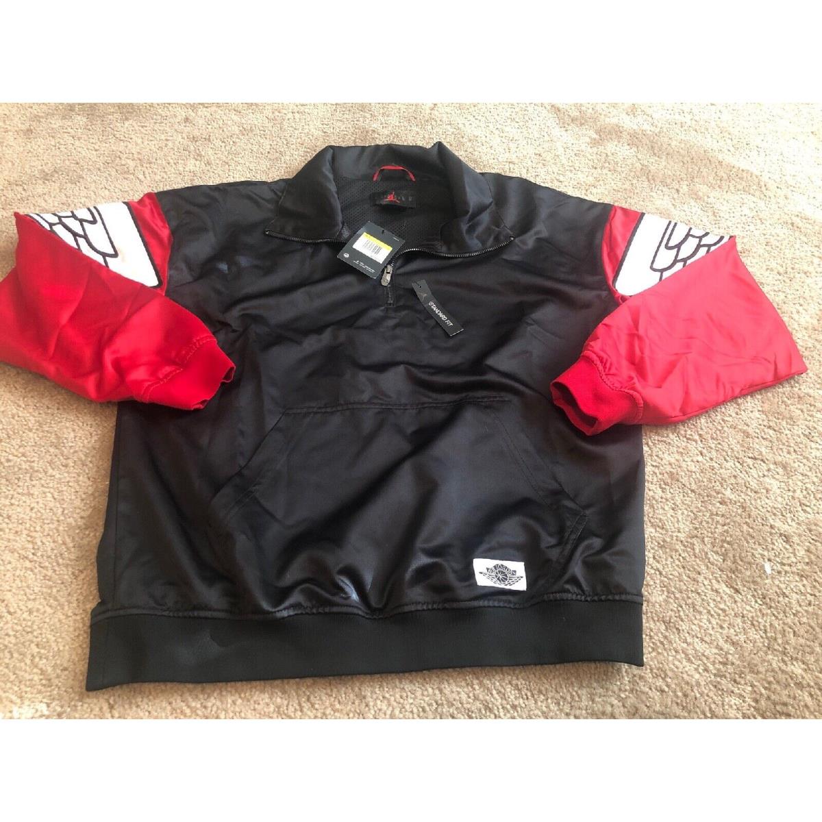 Nike Men`s Air Jordan Wings Quarter-zip Jacket Black/red AO0406-011 Size S