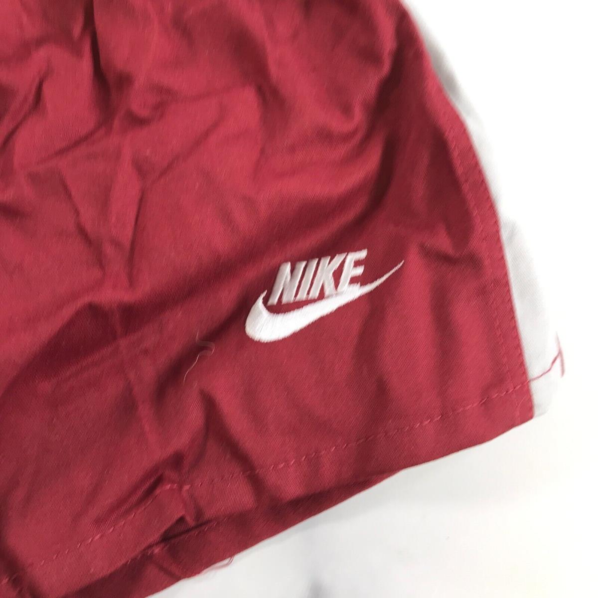 Vintage Nike Running Shorts Boys Medium Burgundy Red Gray Striped Mesh Lined