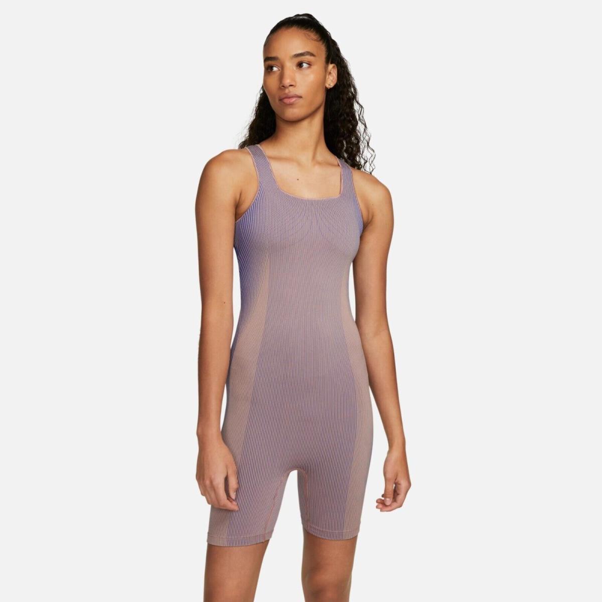 Nike Jumpsuit Yoga Dri Fit Adv Reveal Romper Leotard Purple Apricot Shorts S
