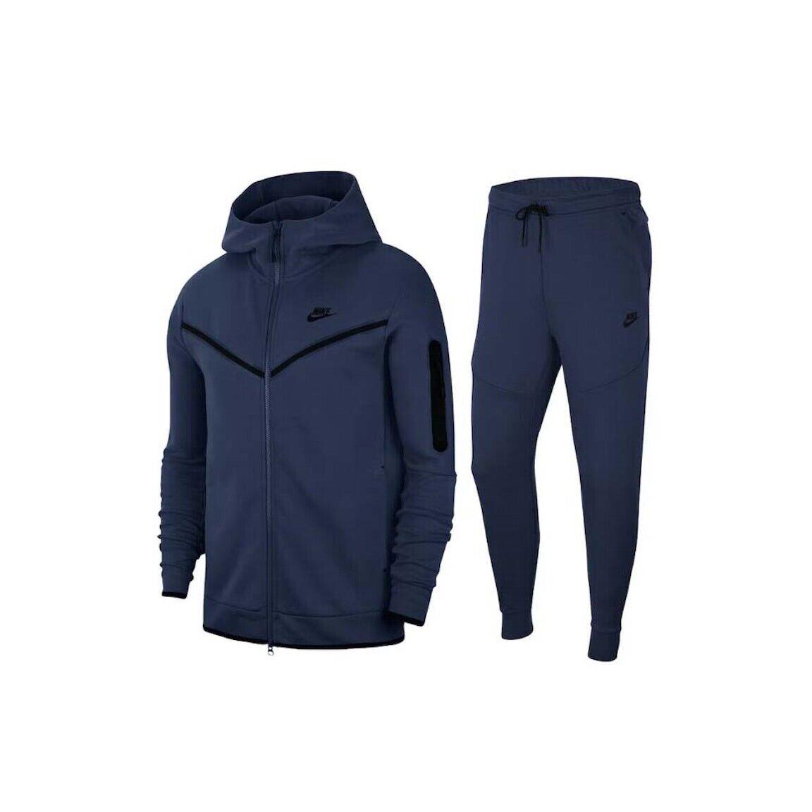 Large - Nike Sportswear Tech Fleece Hoodie Joggers Set Midnight Navy/black