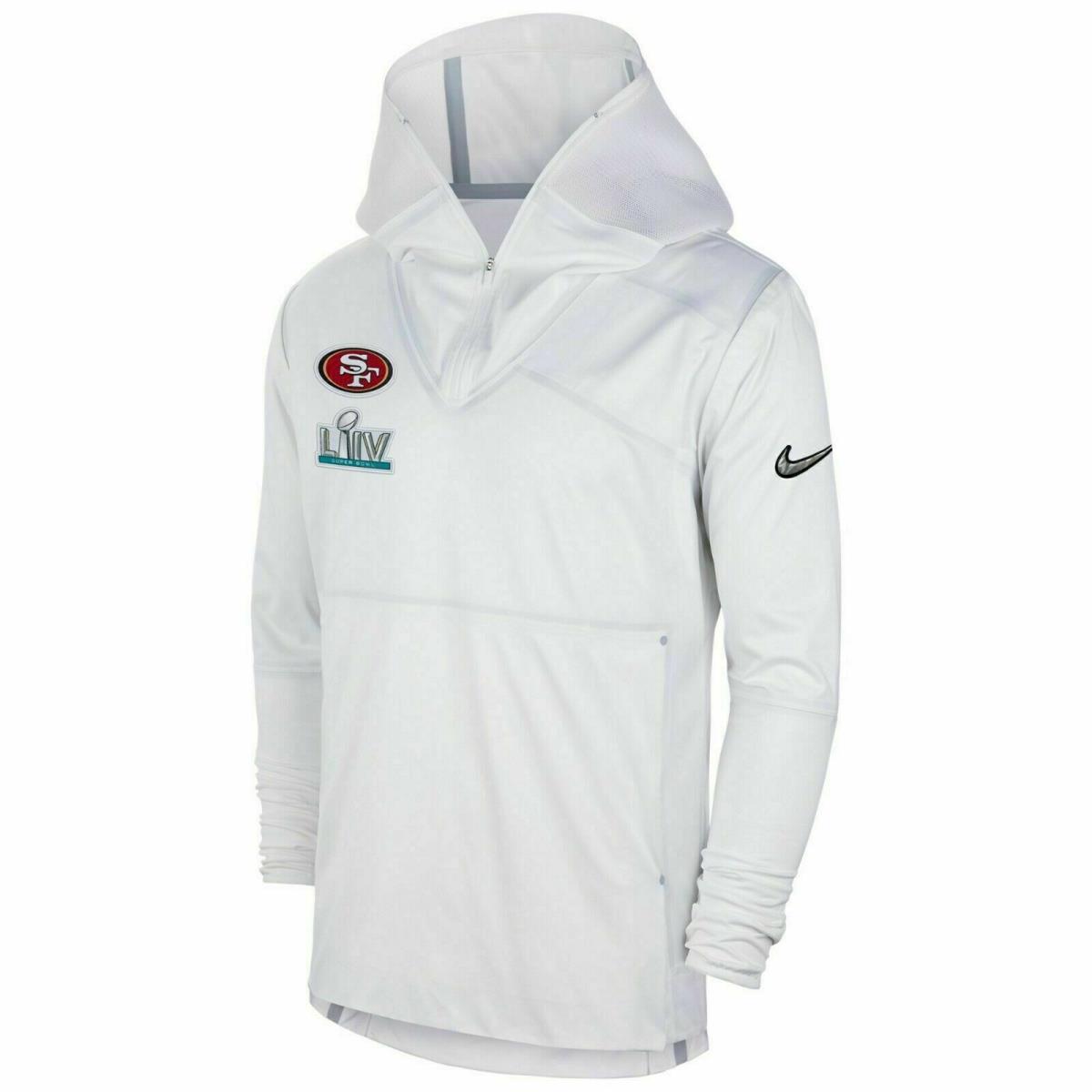 Men`s Nike 49ers Nfl Super Bowl Liv 54 Media Night Hooded Jacket XL White