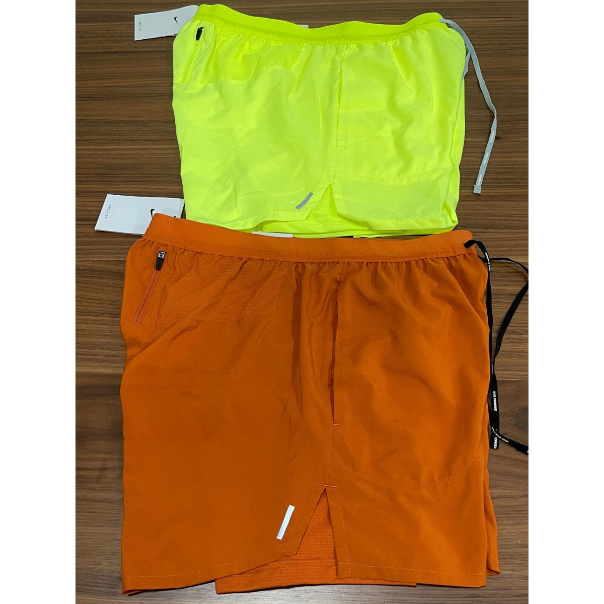 Lot Nike Flex Stride 5 2-IN-1 Dri-fit Running Shorts Volt Yellow Spice Orange M