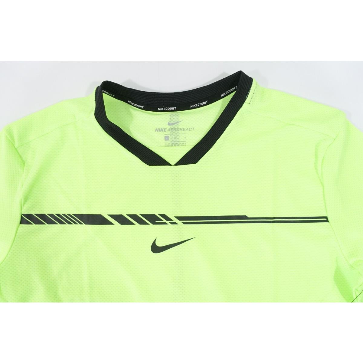 Nike 830903 Neon Green Lrg Aeroreact Tennis Nikecourt Rafael Nadal Tshirt Mens