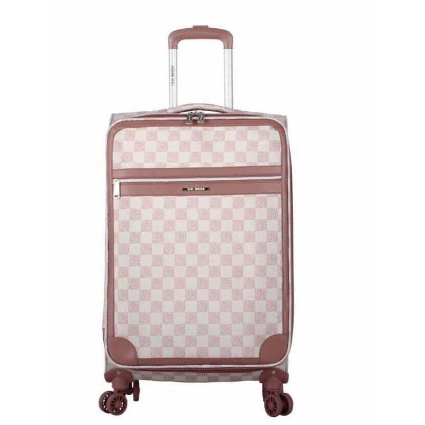 Steve Madden Lightweight 24 Inch Expandable Softside 4-Spinner Wheels Suitcase Chalet Pink