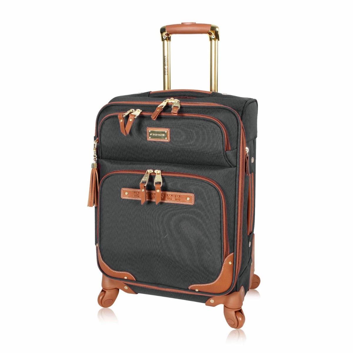 Steve Madden Designer Luggage-durable 24 Inch Suitcase with 4-Rolling Spinner Global Black