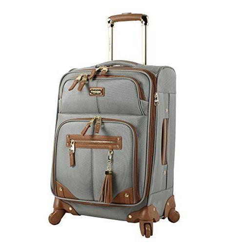 Steve Madden Designer Luggage-durable 24 Inch Suitcase with 4-Rolling Spinner Harlo Gray