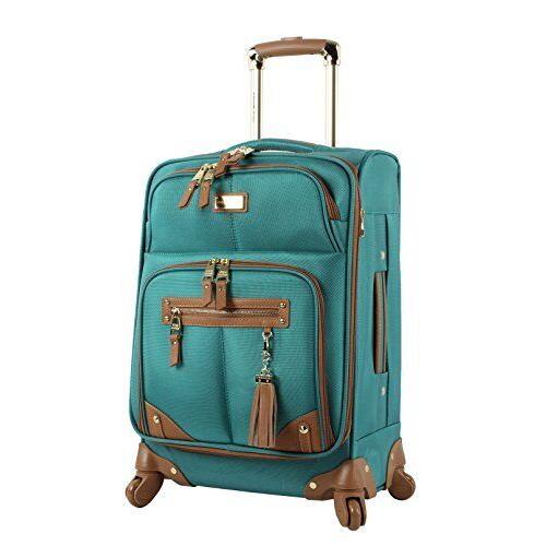 Steve Madden Designer Luggage-durable 24 Inch Suitcase with 4-Rolling Spinner Harlo Teal Blue