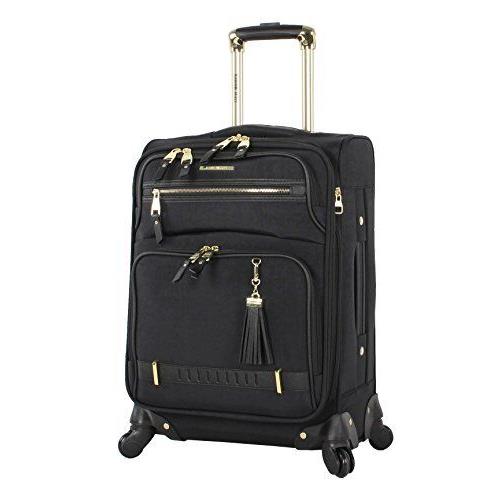 Steve Madden Designer Luggage-durable 24 Inch Suitcase with 4-Rolling Spinner Peek-A-Boo Black