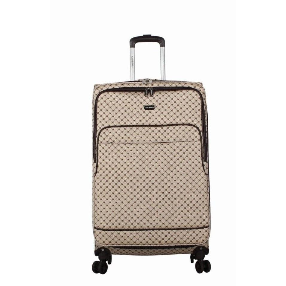 Steve Madden 28 Inch Expandable Softside Suitcase with Rolling Spinner Wheels Noble Brown/Tan