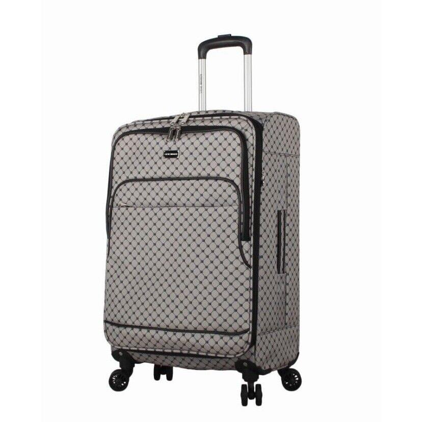 Steve Madden Lightweight 24 Inch Expandable Softside 4-Spinner Wheels Suitcase Noble Black/Grey