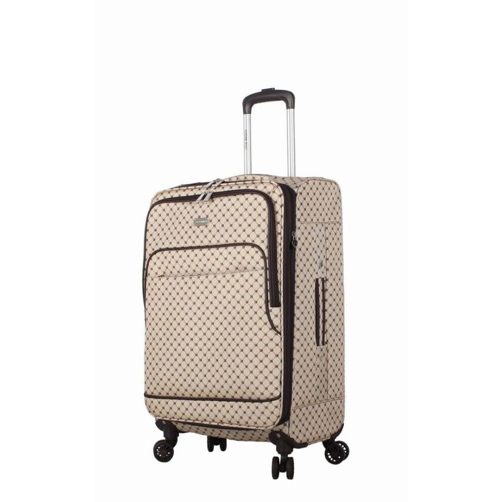 Steve Madden Lightweight 24 Inch Expandable Softside 4-Spinner Wheels Suitcase Noble Brown/Tan