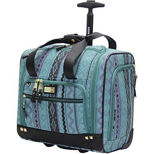 Steve Madden Designer 15 Inch Carry on Lightweight Under Seat Rolling Bag Legends Turquoise