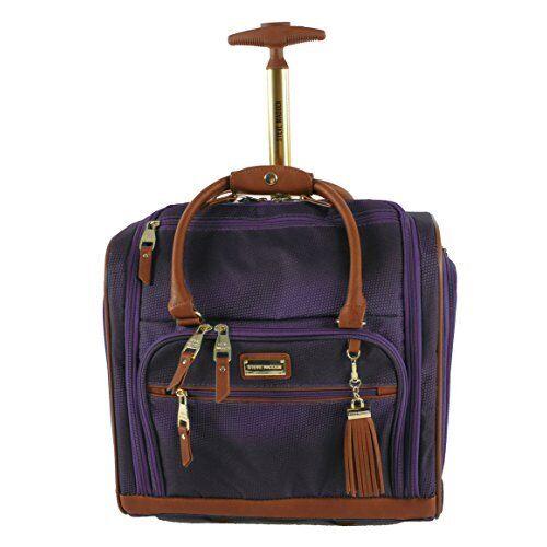 Steve Madden Designer 15 Inch Carry on Lightweight Under Seat Rolling Bag Shadow Purple