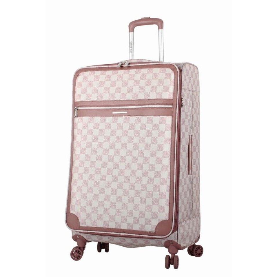 Steve Madden 28 Inch Expandable Softside Suitcase with Rolling Spinner Wheels Chalet Pink