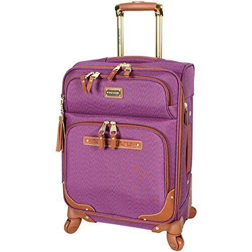 Steve Madden 28 Inch Expandable Softside Suitcase with Rolling Spinner Wheels Global Purple