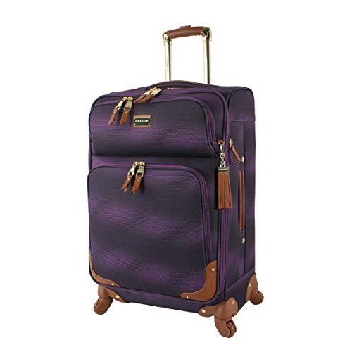 Steve Madden 28 Inch Expandable Softside Suitcase with Rolling Spinner Wheels Shadow Purple
