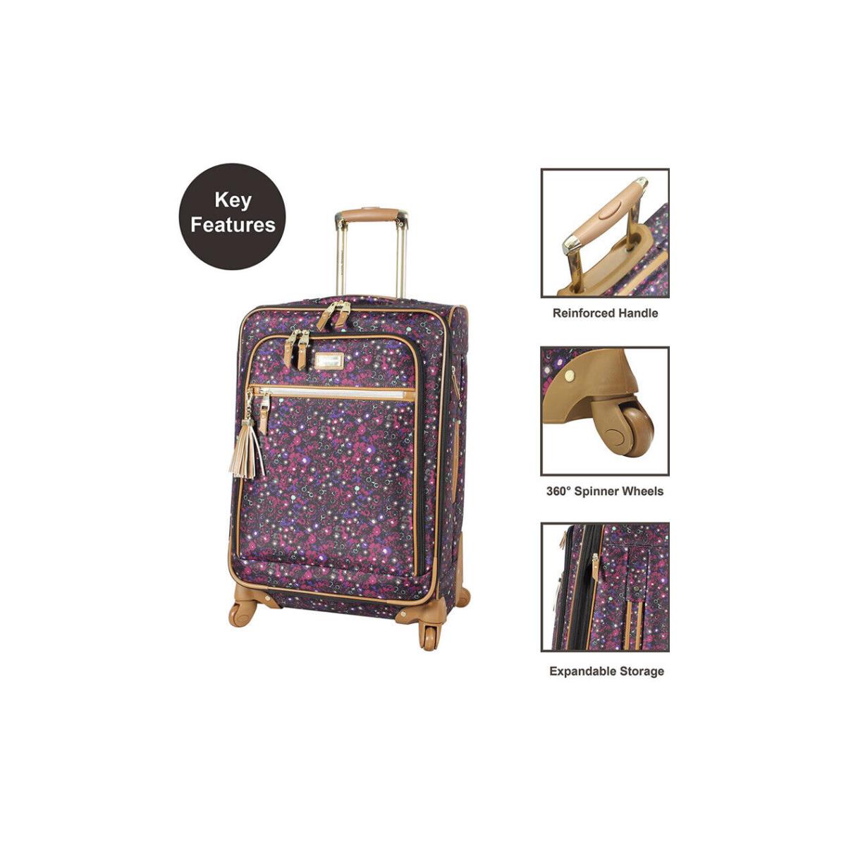 Steve Madden Designer Luggage Collection -4PC Softside Spinner Purple Print