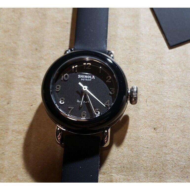 Shinola Pee Wee Detrola Watch with 25mm Black Face Black Silicone Band