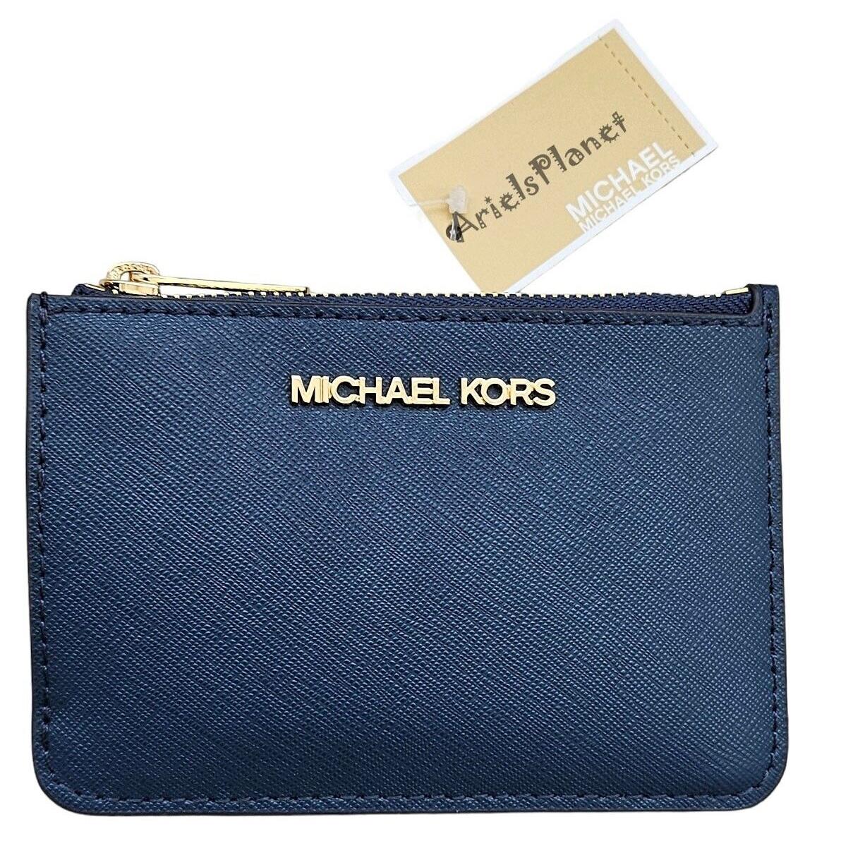 Michael Kors Jet Set Travel Fashion Credit Card Id Holder Wallet - Navy